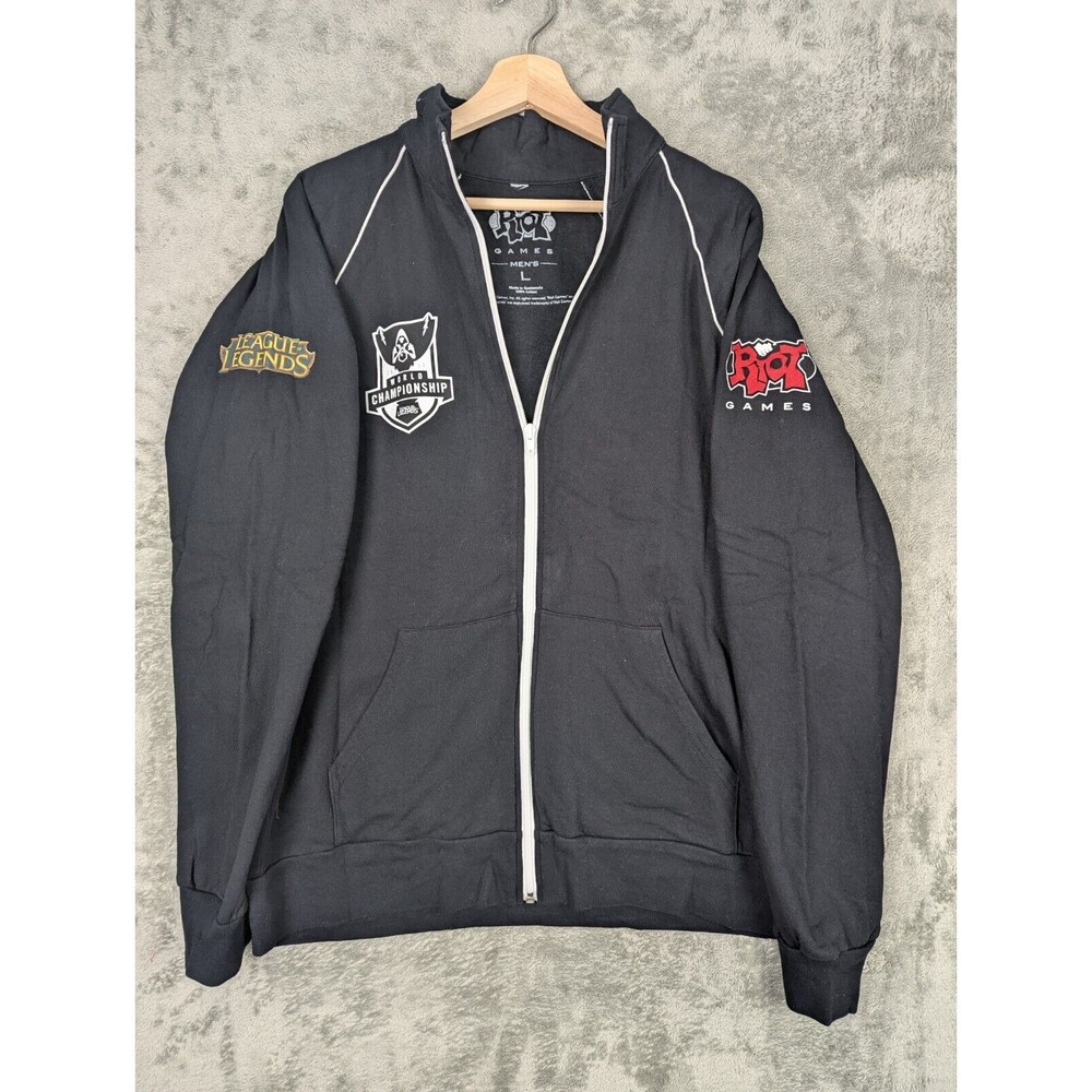 Riot Games World Championship Jacket Men's L Black Full Zip Logo Front Mock Neck